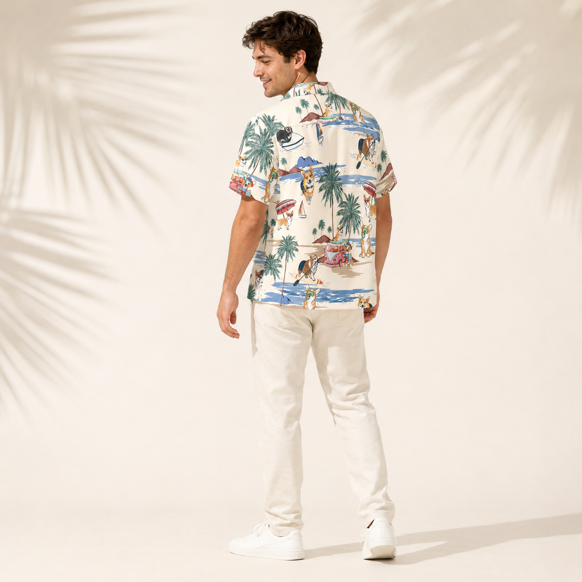 Men's Corgi Hawaiian shirt – back view