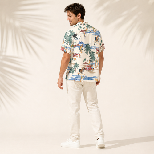 Men's Corgi Hawaiian shirt – back view