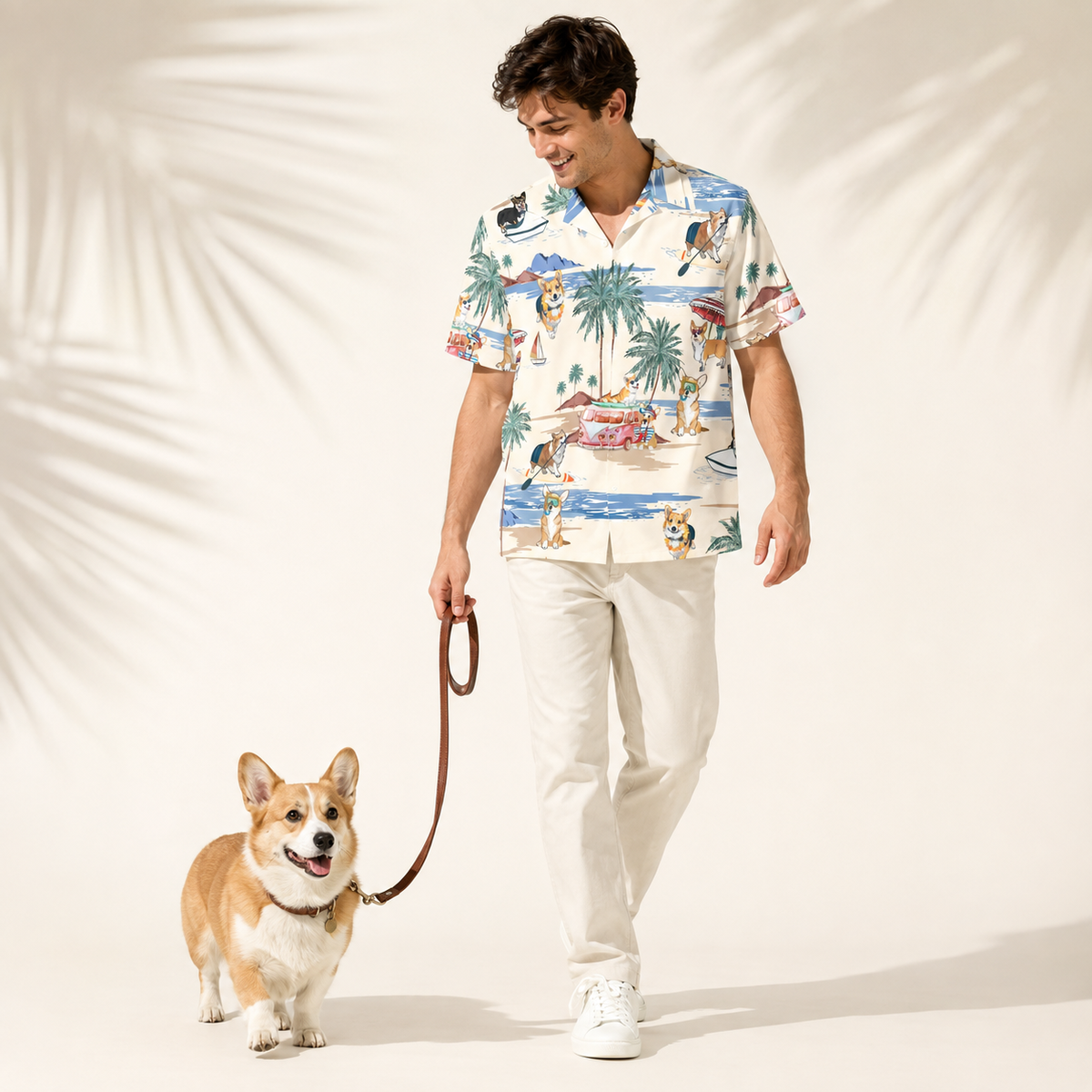 Men's Corgi Hawaiian shirt – front view