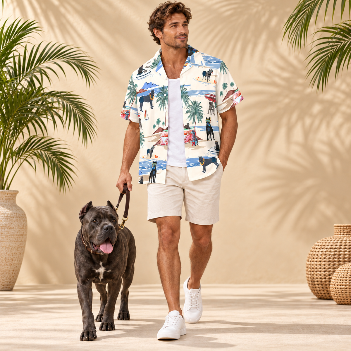 Men's Cane Corso Hawaiian shirt – front view