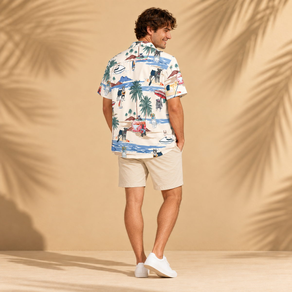 Men's Miniature Schnauzer Hawaiian shirt – back view