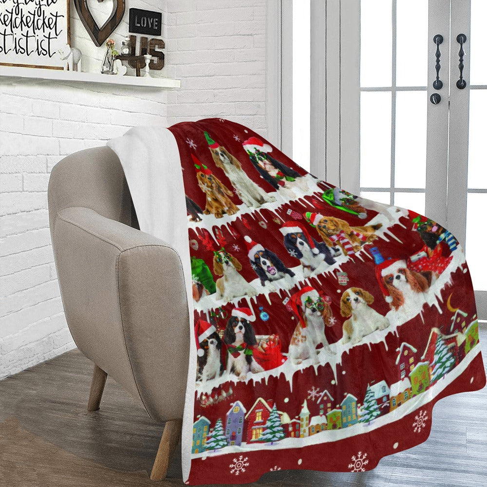 Cavalier King Charles Spaniel Christmas fleece blanket, product image 2 of 4
