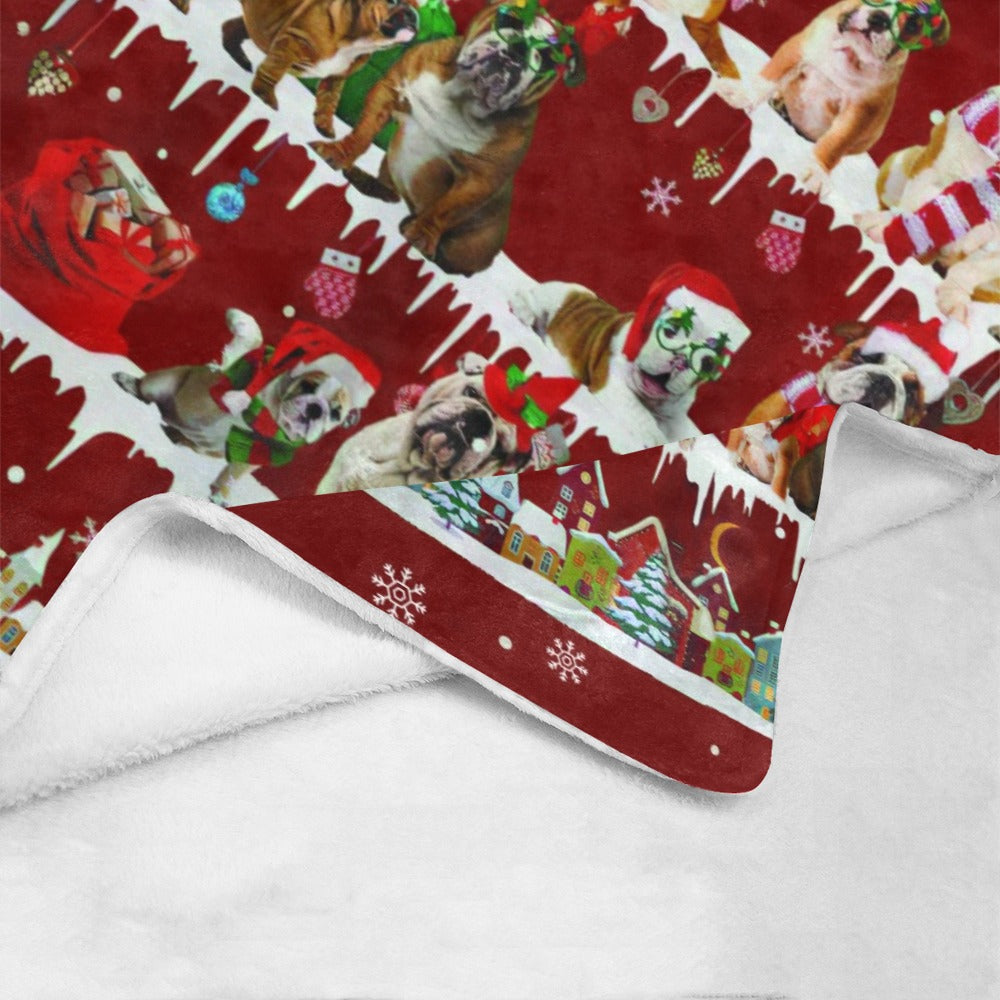 English Bulldog Santa Paws fleece blanket image 4 of 4