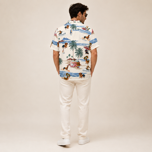 Men's Dachshund Hawaiian Shirt – Tropical Beach Print