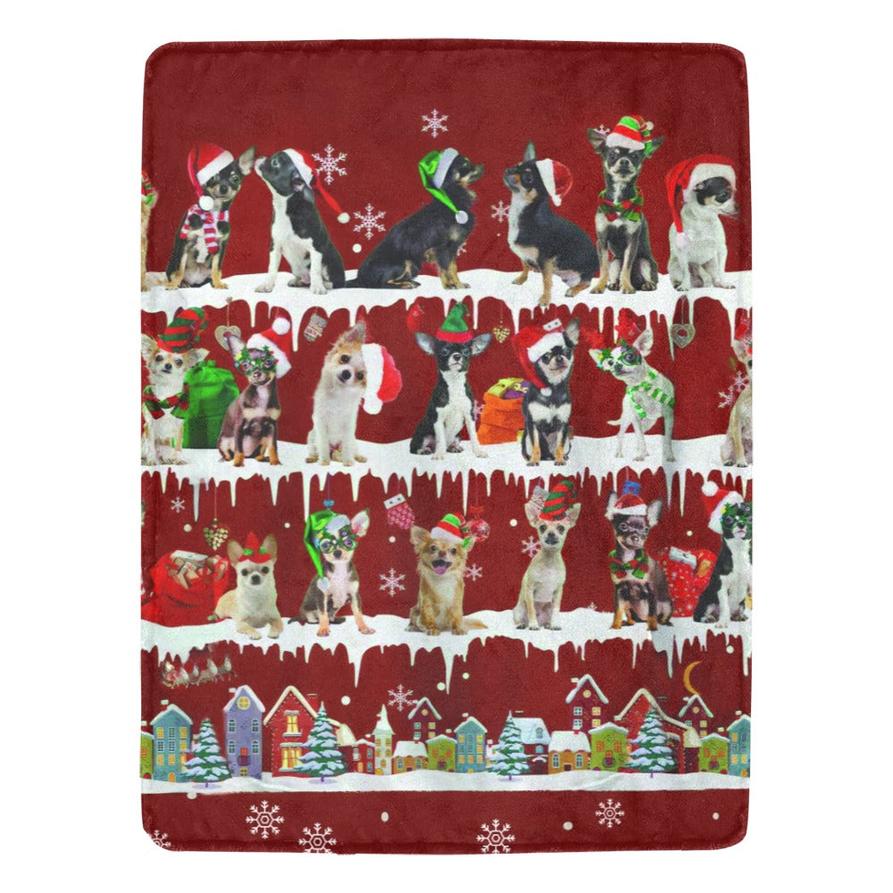 Chihuahua Christmas fleece blanket, product image 1 of 4