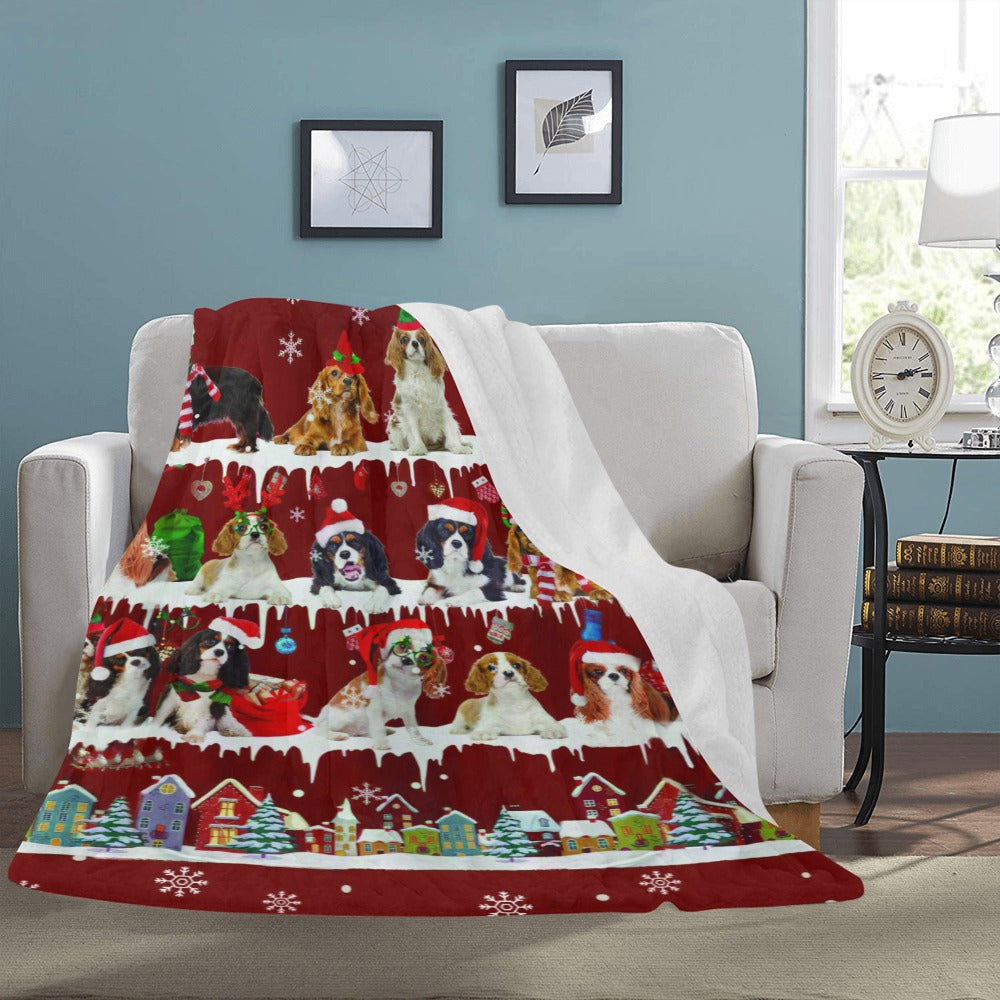Cavalier King Charles Spaniel Christmas fleece blanket, product image 3 of 4
