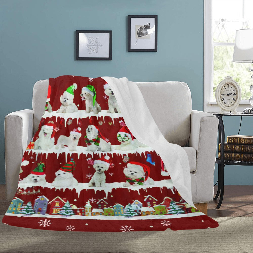 Bichon Frise Christmas fleece blanket, product image 3 of 4