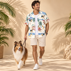 Men's Rough Collie Hawaiian shirt – front view