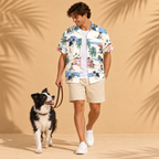 Men's Border Collie Hawaiian shirt – front view