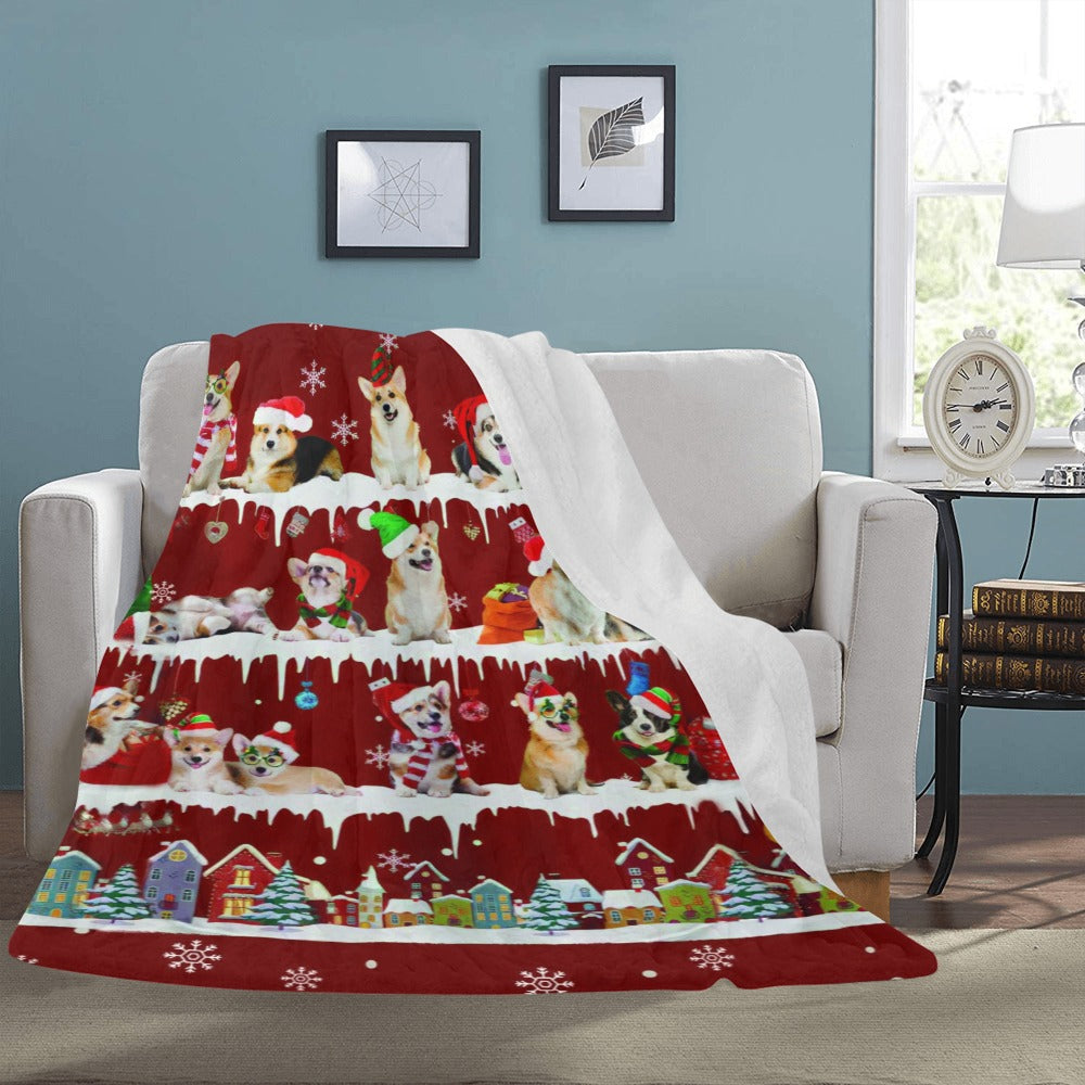 Corgi Santa Paws fleece blanket image 3 of 4