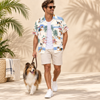 Men's Shetland Sheepdog Hawaiian shirt – front view