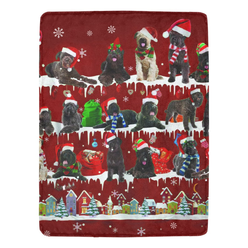 Bouvier des Flandres Christmas fleece blanket, product image 1 of 4