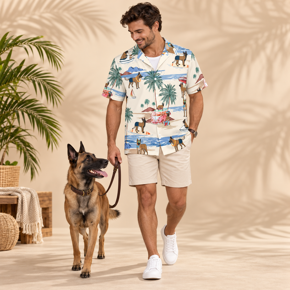 Men's Belgian Malinois Hawaiian shirt – front view