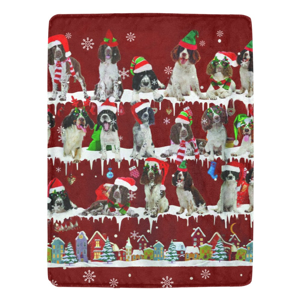 English Springer Spaniel Santa Paws fleece blanket image 1 of 4