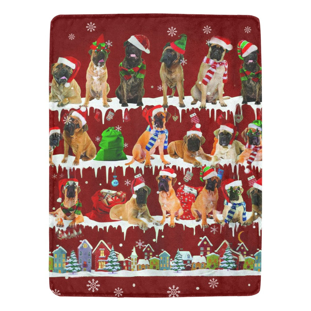 Bullmastiff Christmas fleece blanket, product image 1 of 4