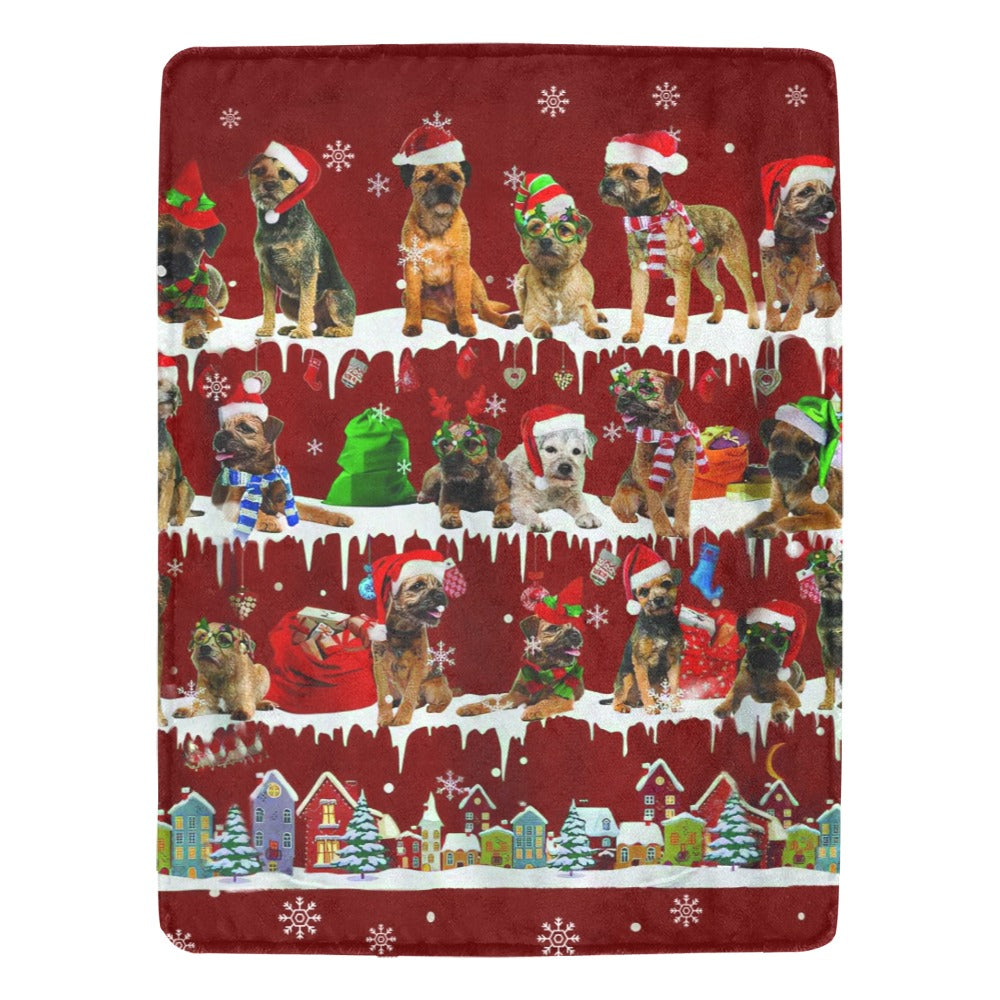 Border Terrier Christmas fleece blanket, product image 1 of 4