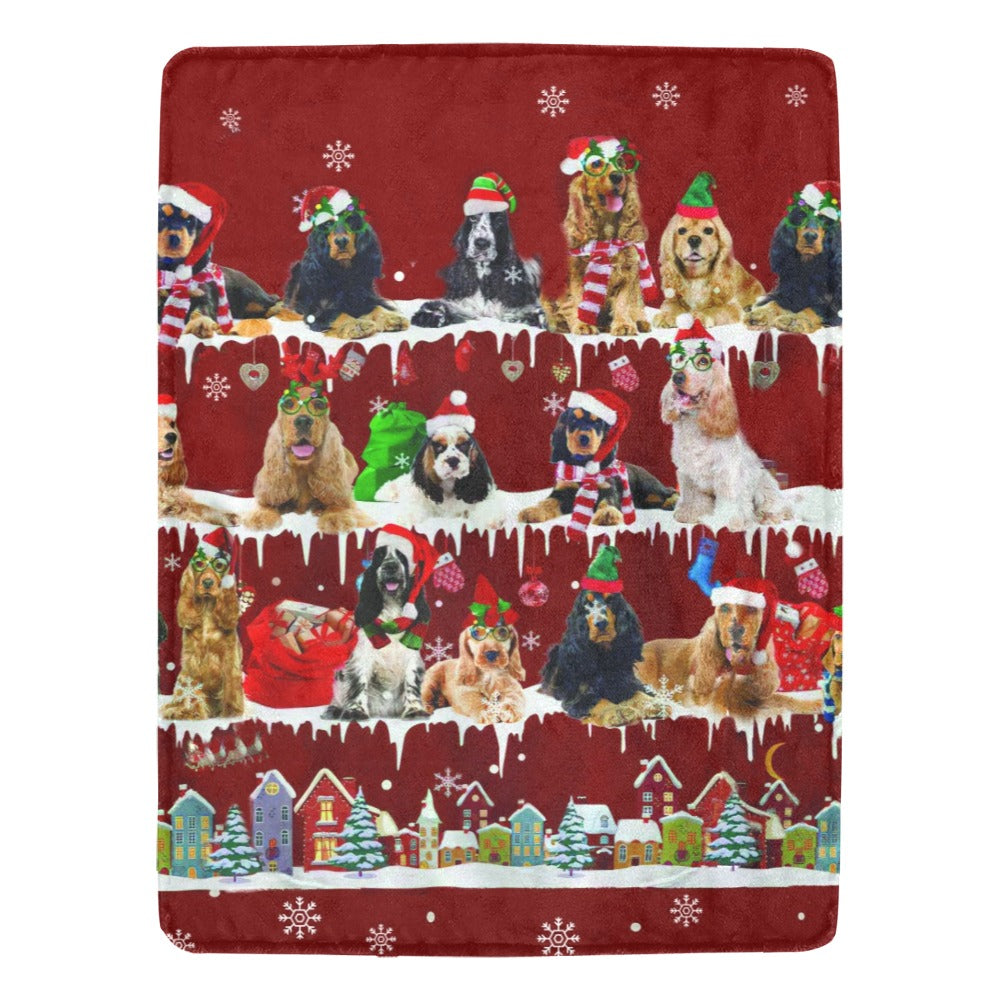 English Cocker Spaniel Santa Paws fleece blanket image 1 of 4