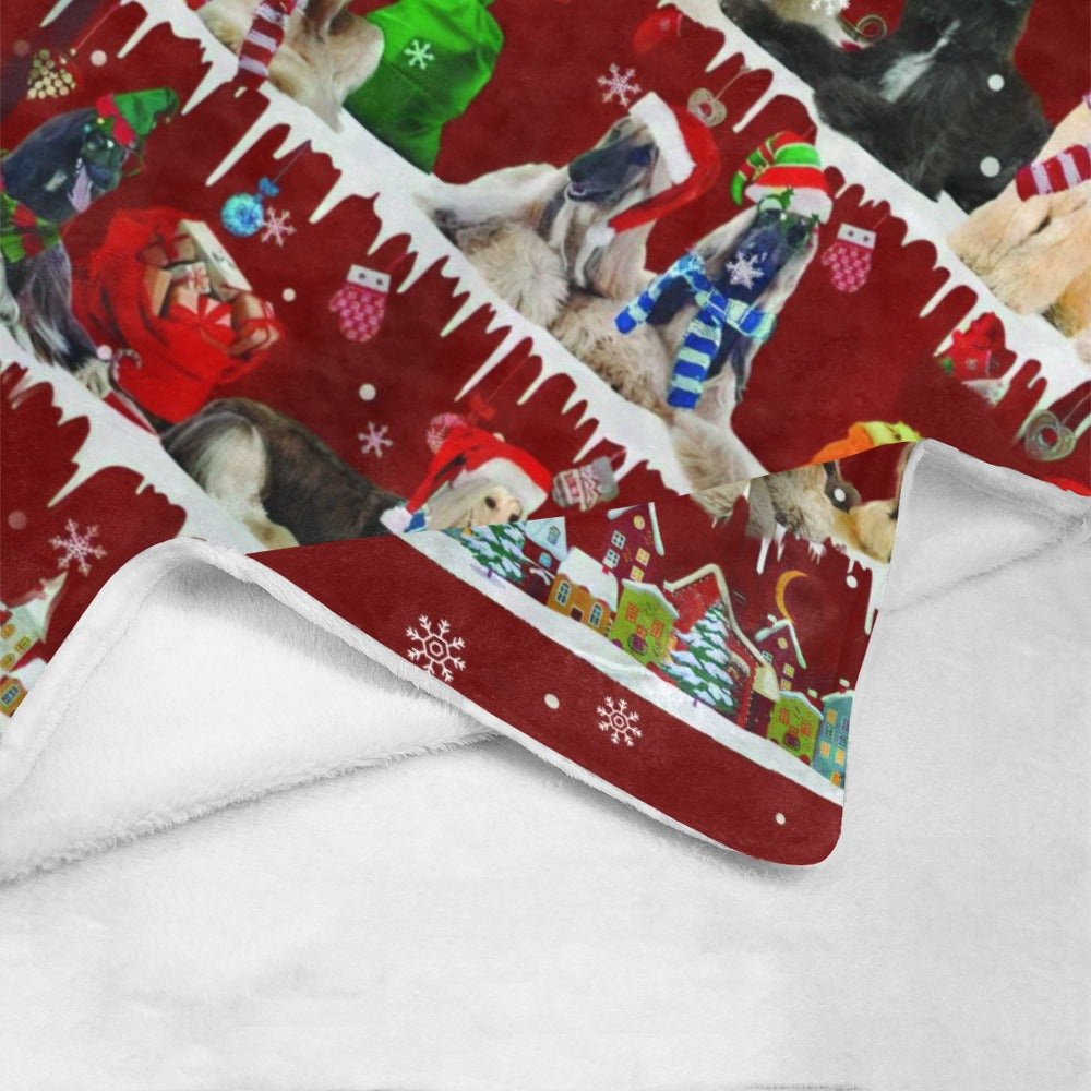 Afghan Hound Christmas fleece blanket, product image 4 of 4