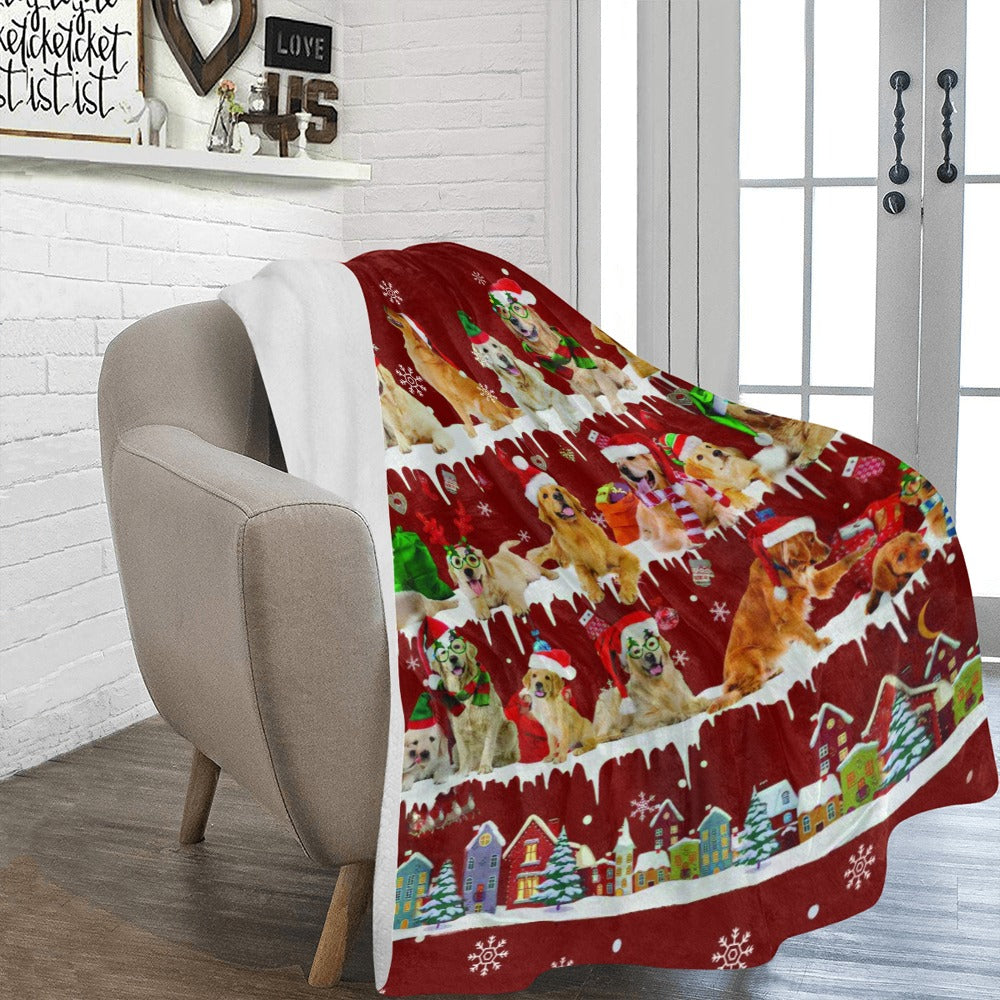 Golden Retriever Santa Paws fleece blanket image 2 of 4