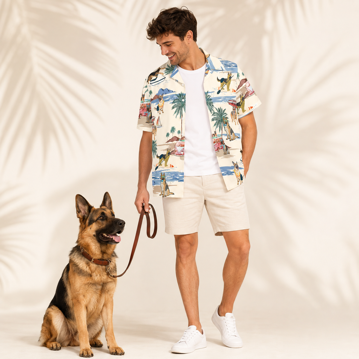 Men's German Shepherd Hawaiian shirt – front view