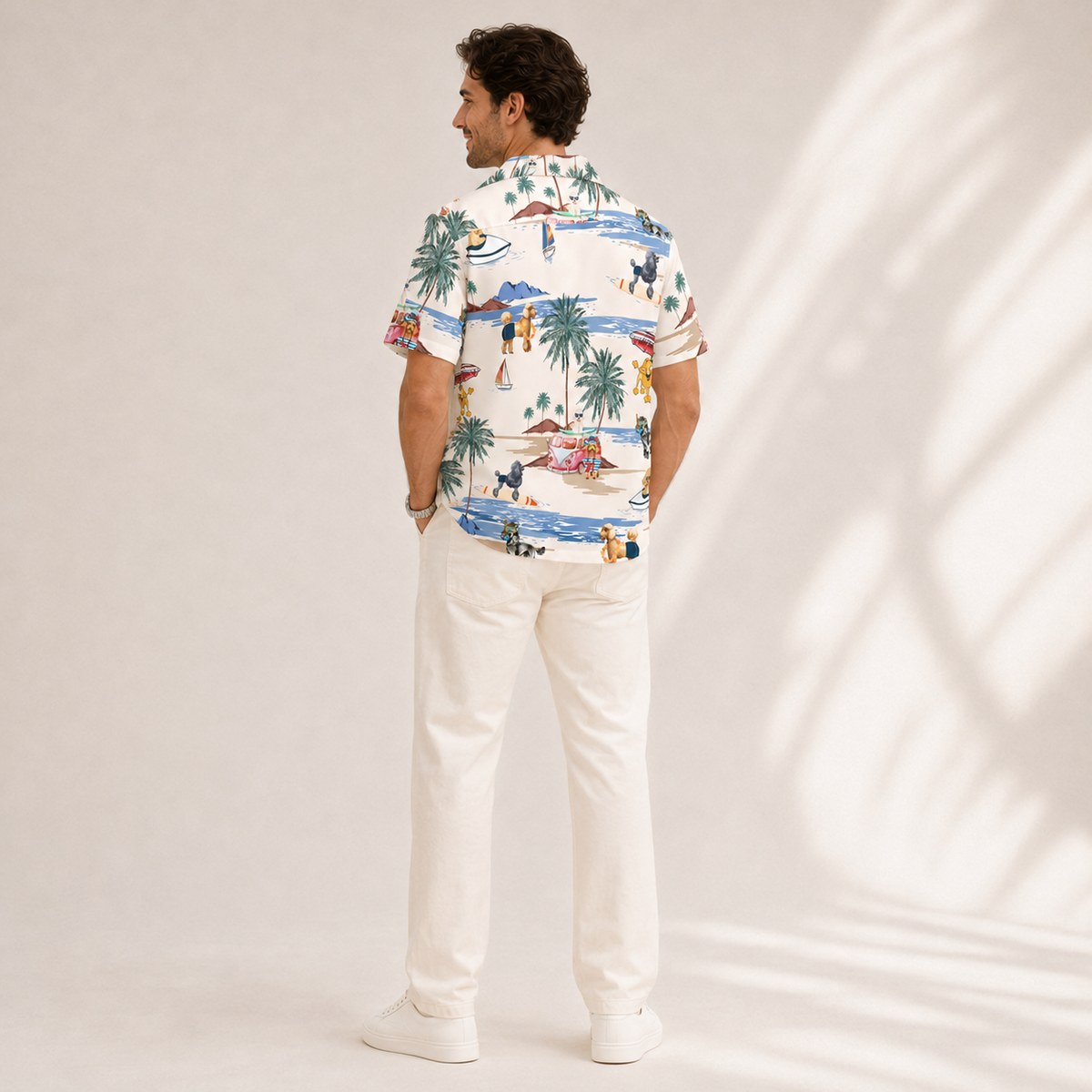 Men's Poodle Hawaiian shirt – back view
