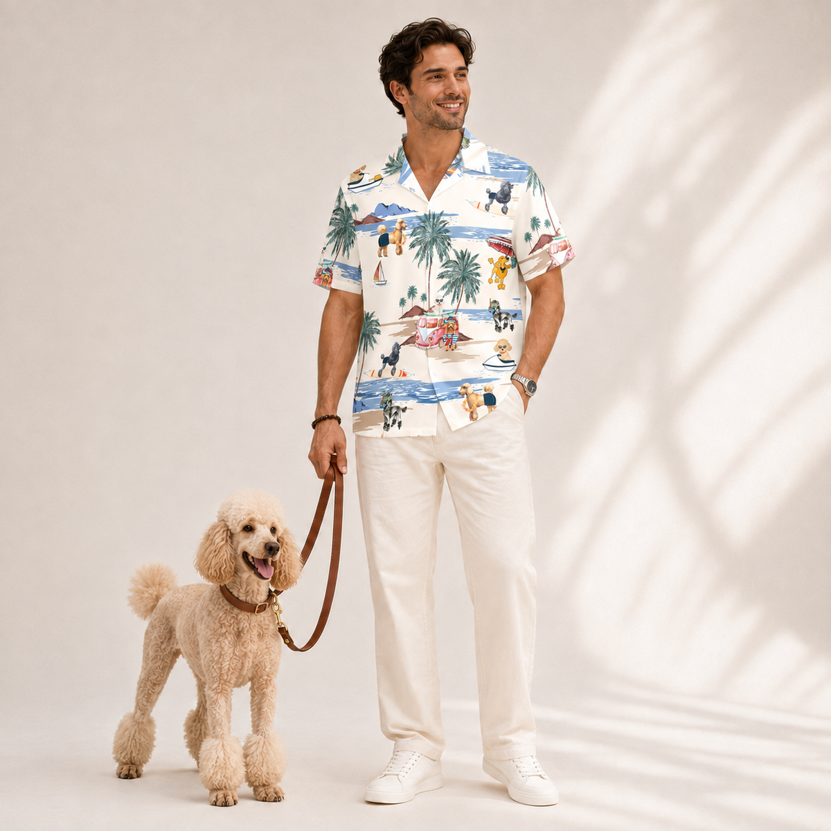 Men's Poodle Hawaiian shirt – front view